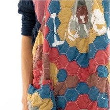 Magnolia Pearl Quilted Honeycomb LOVE Blue Yellow Red Apron NWT SOLD OUT OS