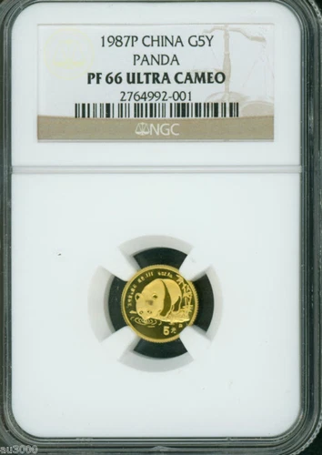 1987-P PROOF GOLD Chinese PANDA 1/20 Oz. NGC PF66 PR66 CHINA 5Y 5-Yuan Yn 