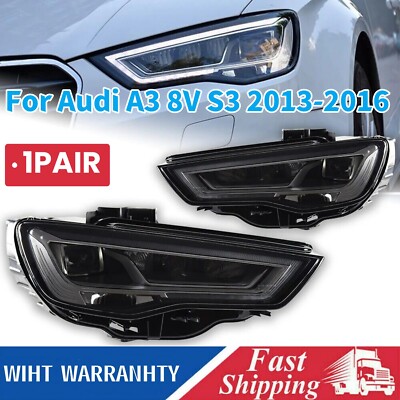 2X Für Audi A3 8V S3 2013-2016 LED Scheinwerfer DRL Sequential Blinker Montage