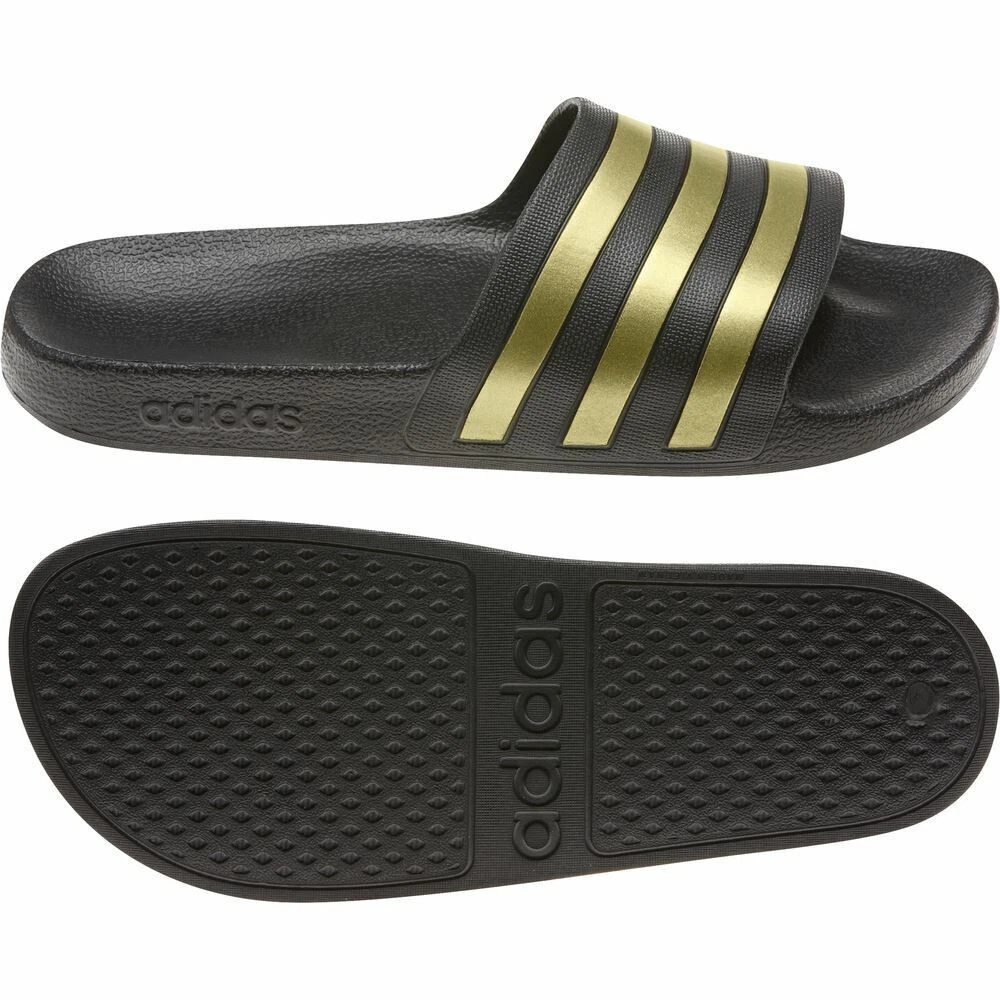 Scarpe da piscina Adidas Adilette Aqua Slides nero oro UK taglia 4 EG1758