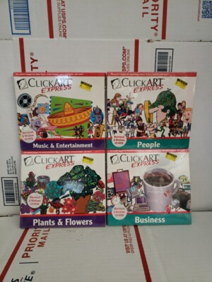 Lot Of 4 Click Art Express Food Business Music & Flowers - Sealed New Rare #177