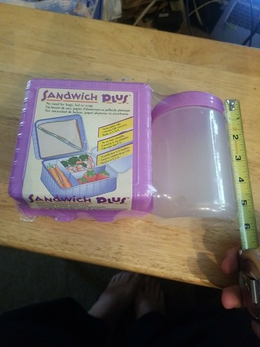 Anchor Hocking Plastics Sandwich Plus Lunch Section Tupperware Purple Brand New - Picture 6 of 6