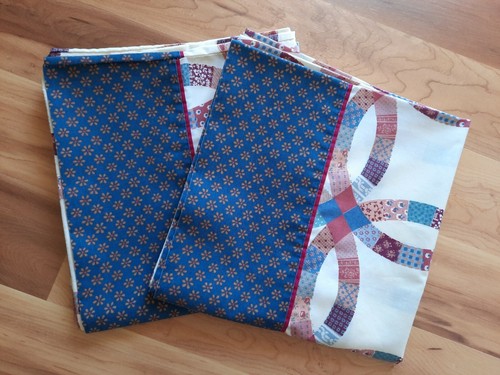 Pair Vintage Springmaid Pillowcases King ~ Wedding Ring Quilt Pattern Very Nice