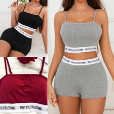 Women Cami Pajama Set Soft Modal Sleepwear Lace Trim Short PJ Set with Shorts US