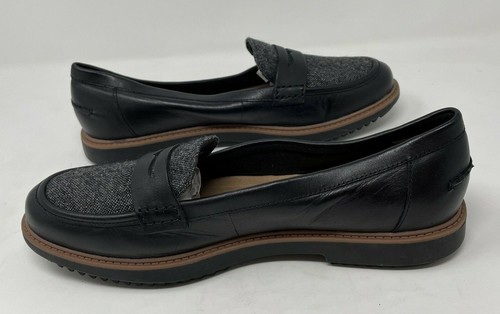 Womens 9.5 leather Mary Janes black soft cushion Clarks - Picture 10 of 11