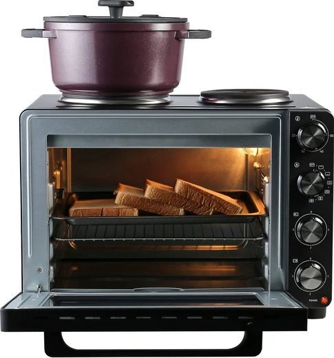 Hanseatic Kleinküche HMO366BKB Mini-Backofen Doppelkochplatte Schwarz 97530243 - Bild 3 von 4