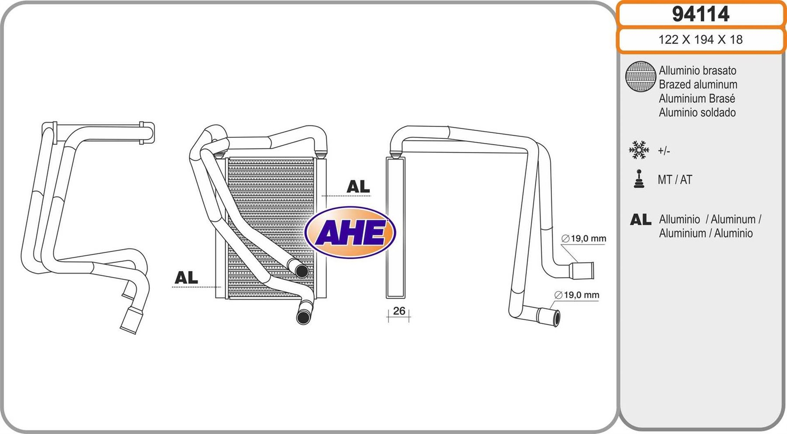 Radiateur chauffage aluminium à haute conductivité pour Hyundai i10