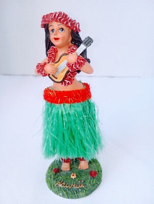 Hawaiian Hula Doll Wobbles On Springs GIRL 7 INCHES TALL MID CENTURY MODERN