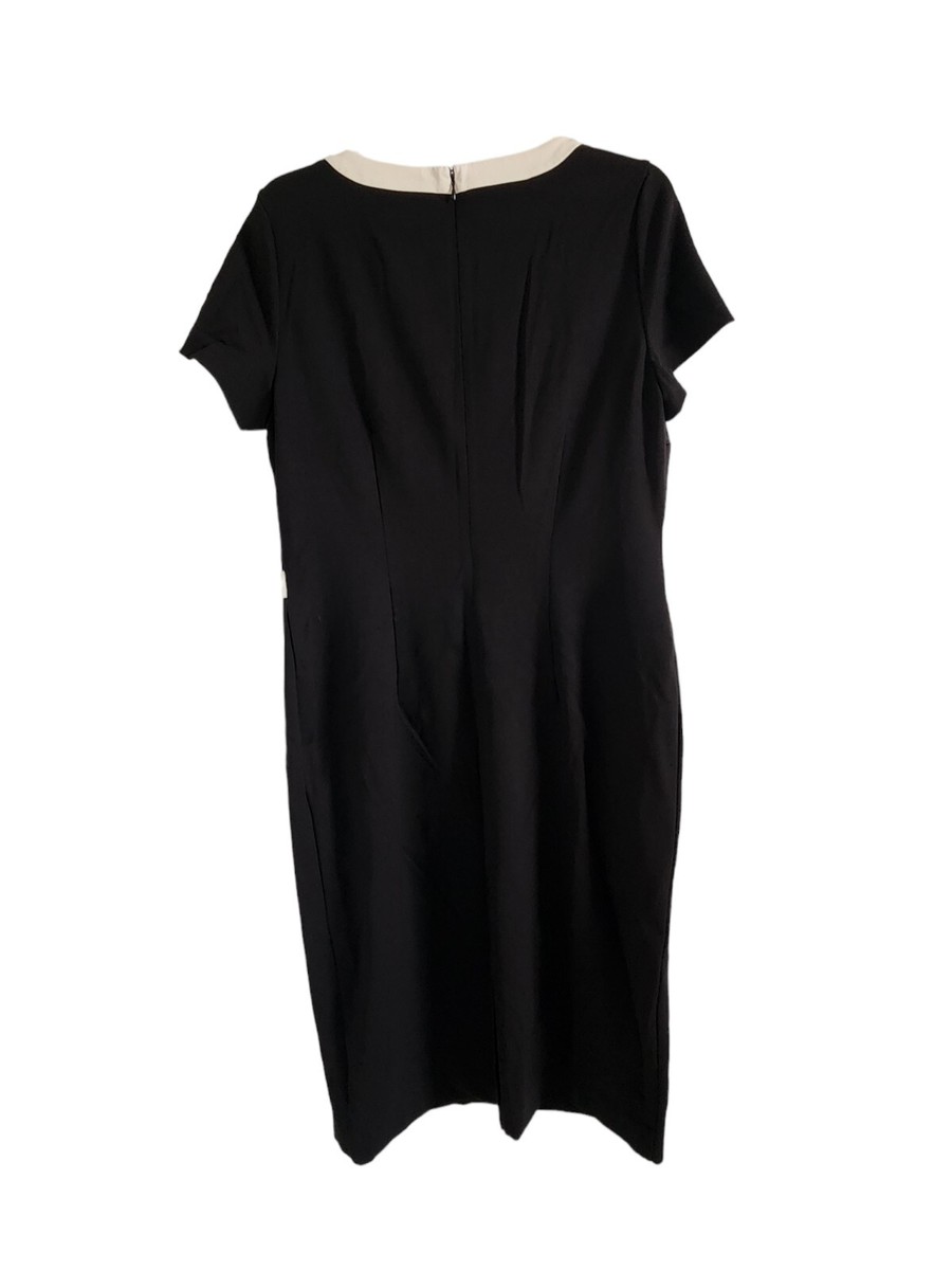 ashro black and white dress ASHRO WOMENS SZ L BLACK OFF WHITE PENCIL DRESS