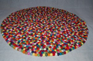 98cm Filzkugelteppich Filz Kugel Teppich Bunt 100 Wolle Felt