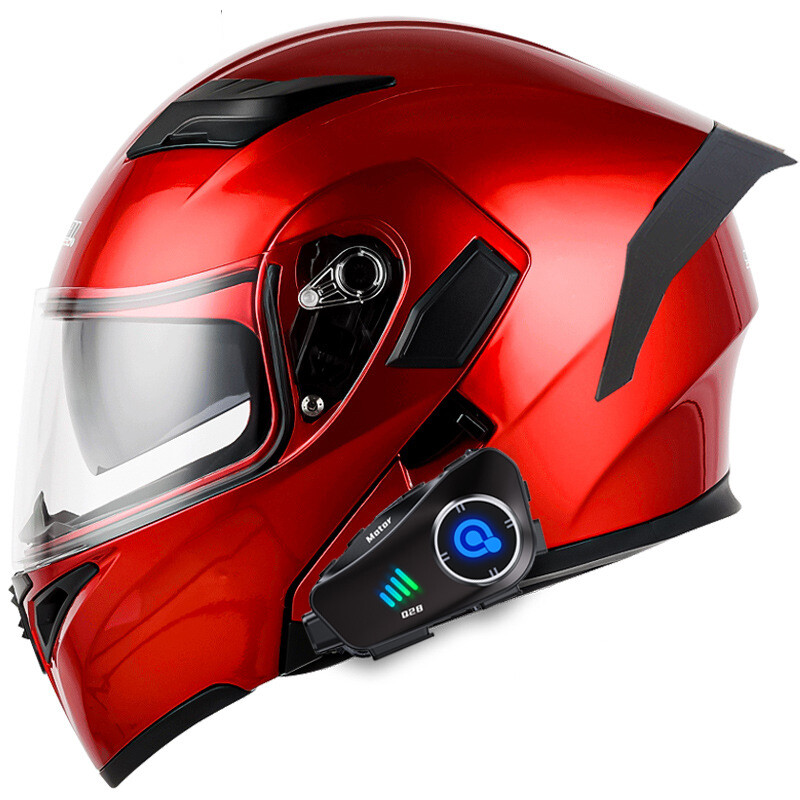 Modular Bluetooth Motorcycle Helmet Flip Up Dual visor Camer