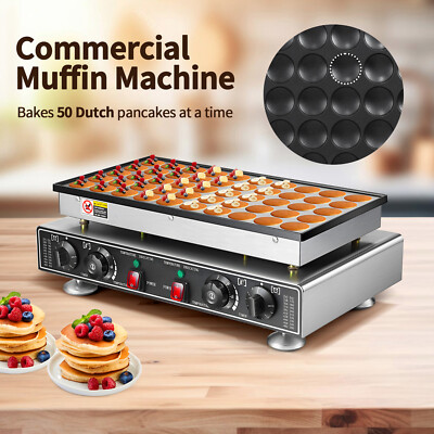 Mini Dutch Pancake Baker Machine 50Pcs Commercial Electric Nonstick Waffle Maker