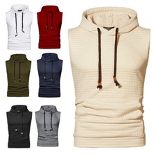 Men Workout Hooded Tank Top Bodybuilding Muscle T Shirt Sleeveless Gym Hoodies