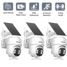 Wireless Solar Battery Powered Security Camera System Outdoor Home Wifi 2K 3MP