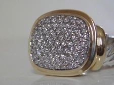 $2750 AUTHENTIC DAVID YURMAN 18K GOLD SS LARGE NOBLESSE DIAMOND CABLE RING