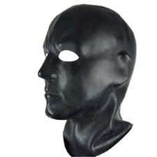 3D Black Latex Hood Rubber Mask with Back zipper Cosplay Fetish Club wear BDSM