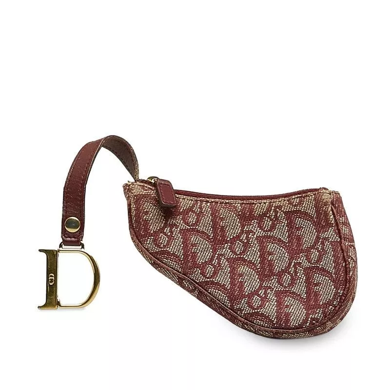 Christian Dior Bordeaux Trotter Selle Porte Monnaie Portefeuille Pochette Femme du Japon