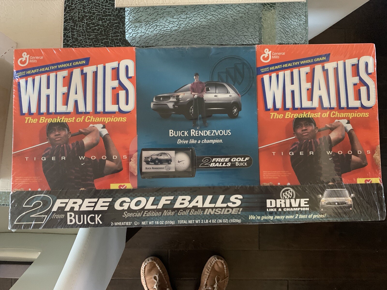 Wheaties Tiger Woods Cereal Boxes 2002 with Nike golf balls unopened