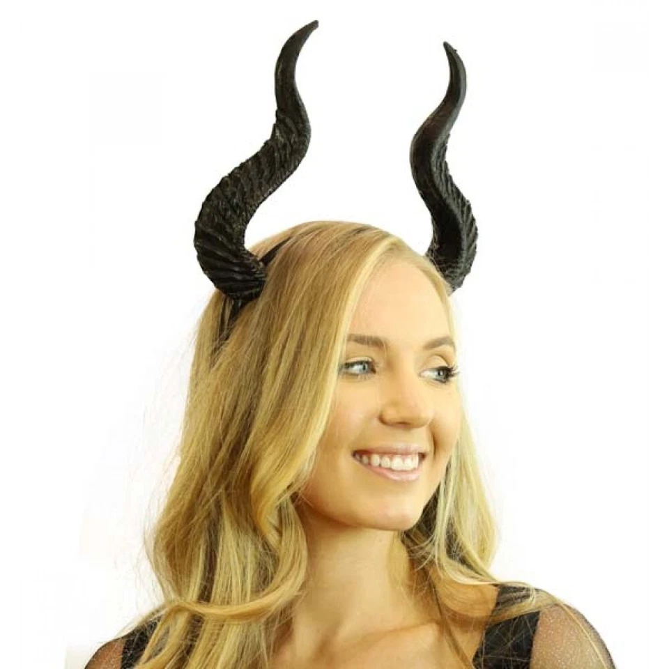 Diadema Cuernos de Dragón Negro Cuernos Halloween Disfraz Mascarada Accesorio Foto 2 de 2