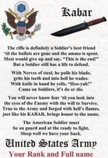 Kabar United States Army Replacement Certificate
