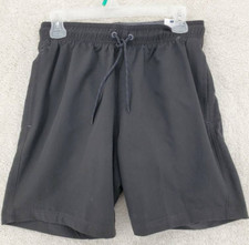 Men's Swim Trunks Black Drawstring, Pockets, Elastic Waist Small, by George NWT
