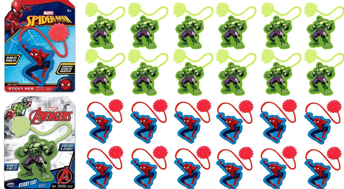 JA-RU Marvel Spiderman Hulk Sticky Stretchy Toy (24 Toys Assorted) Sticky  - Main Image