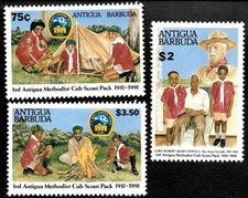 Antigua 1991 - Boy Scouts - Set of 3 Stamps - Scott #1489-91 - MNH