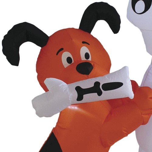 Scheletro Animato LED Illuminato 4' con Cane Halloween Gonfiabile Giardino Decorazione Festività - Foto 7 di 9