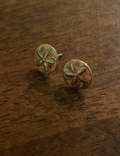 14k Gold Sand Dollar Thin Small Stud Post Earrings