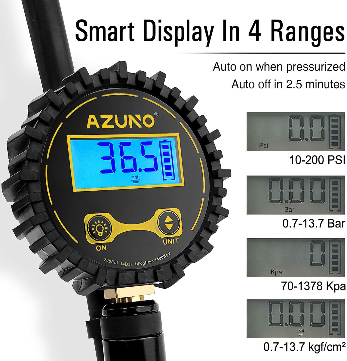 Azuno+Digital+Tire+Inflator+With+Pressure+Gauge+200+PSI+Heavy+Duty+Air ...