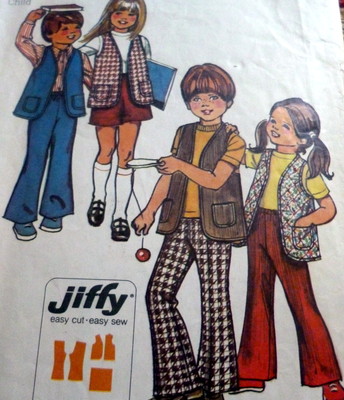 *LOVELY VTG 1970s KIDS VEST, SKIRT, PANTS Sewing Pattern