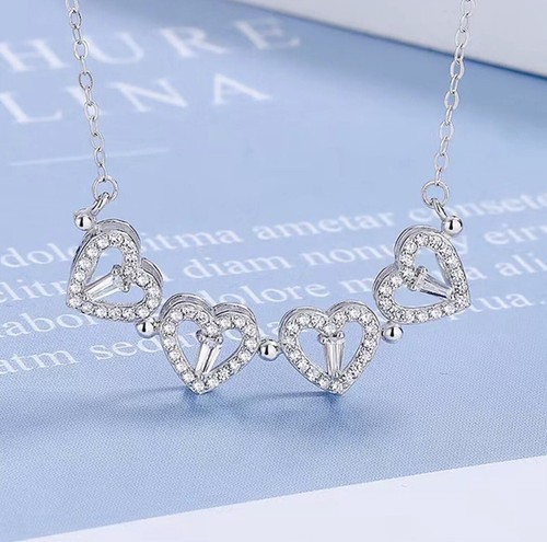 Four Leaf Clover Necklace Silver Open Convertible Small Heart Pendant Necklace - 第 3/5 張圖片