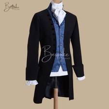 Men  s Black Wool Frock Coat Regency Victorian Steampunk Historical coat Bespoke