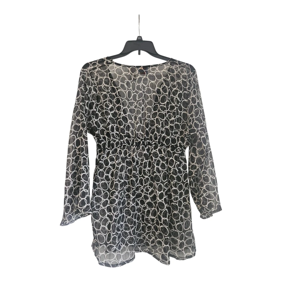 Sand & Sun Mujer 1X Encubrimiento de Natación Negro Blanco Transparente Gasa Cintura Elástica LEER Foto 2 de 4