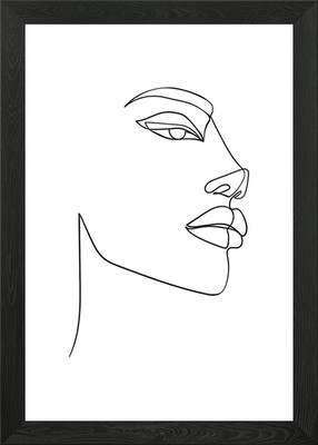 Frauengesicht einzeilige Kunst gerahmtes Wandbild Poster Leinwanddruck Bild