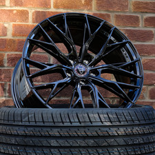 4 X 20" VW TRANSPORTER T5 T6 T6.1 WOLFRACE MUNICH-R/E GLOSS BLACK ALLOYS & TYRES