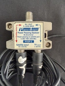 Perfect Vision Power Passing Diplexer Bi-Directional PVDP-2 w/Cables 5-2250 MHz