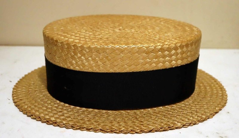 Vintage 1930s J.C. Penney "Solar Straws" Genuine Straw Boater Hat, Size 7 1/8
