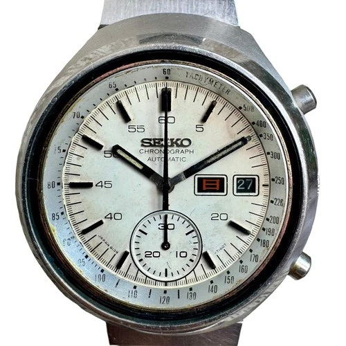Vintage Seiko Helmet Storm Trooper Chronograph Automatic 6139-7100 Men Watch 70s