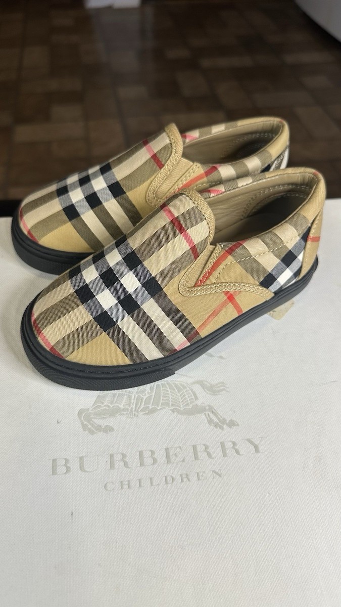 Childrens Burberry Slip On Canvas Loafer Shoes NEW Size EU26