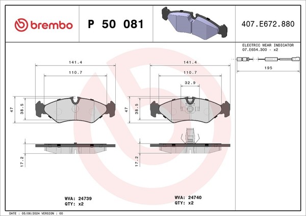 Brembo Bremsbelagsatz, Scheibenbremse Hinterachse U.A. FüR MERCEDES-BENZ, VW-image