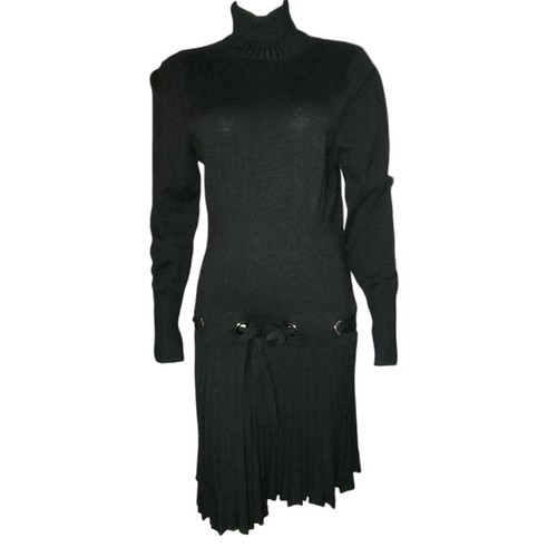 Venus Dress Womens Size XL Solid Black Pullover Ribbed Turtleneck Long Sleeve - Picture 1 of 7