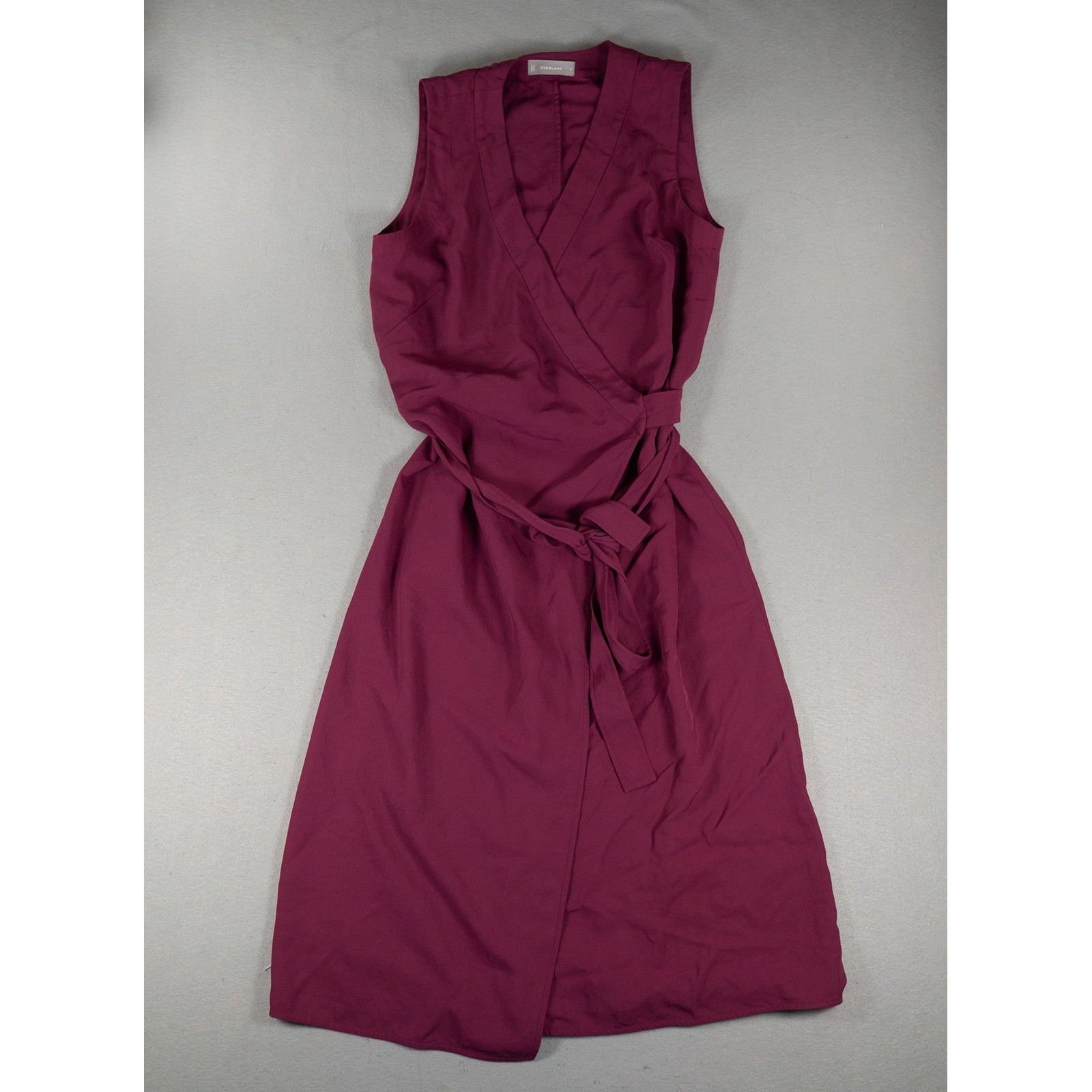Everlane Womens Japanese GoWeave Sleeveless Wrap Dress Burgundy Size 8