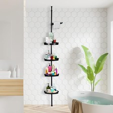Corner Shower Caddy Tension Pole 4-Tier Standing Shower Organizer Shelves