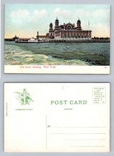 New York, NY-New York, Ellis Island Immigration Building Harbor Vintage Postcard