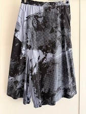 Yamamoto Japanese Designer Light Blue Black Cotton Print Gathered Pants, Size 2