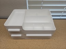 Cosmetic Storage Box, Desktop Storage Organizer, 3 Drawers, Makeup Holder White
