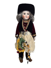 Rare French Bisque Doll , Création Philippe , 9.5" Regional Folk Costume Bagpipe