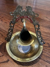 Vintage Jewish Brass Mayim Achronim Hand Washing Bowl & Pitcher Set Lions Judaic