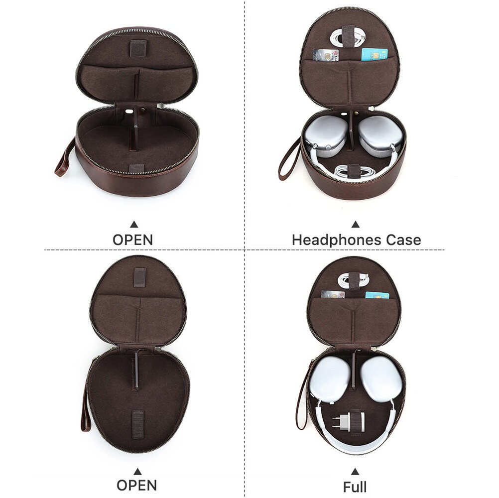 Genuine Leather Case For Apple AirPods Max Headphone Travel Box Hard Storage Bag